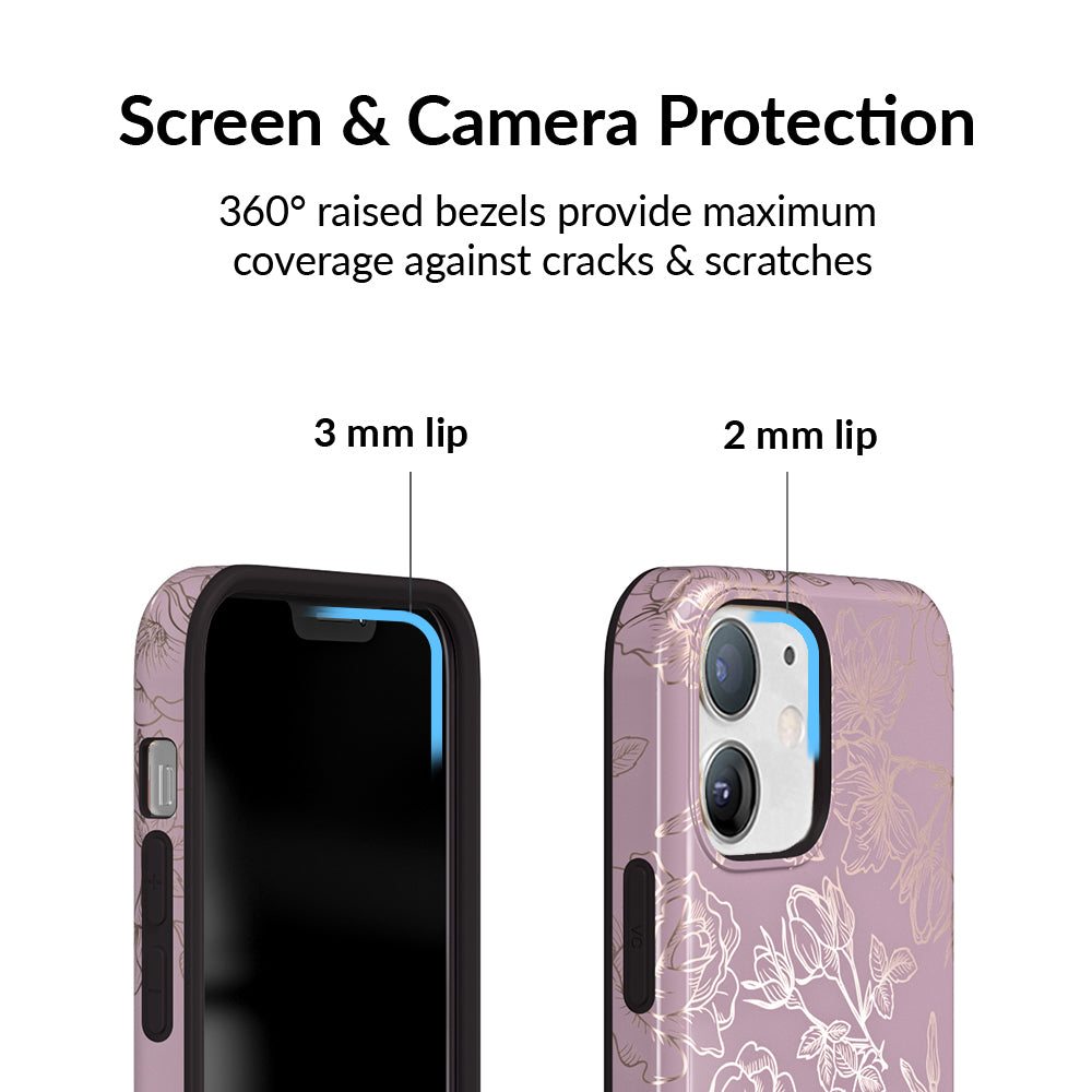 Dusty Rose Chrome Floral iPhone Case