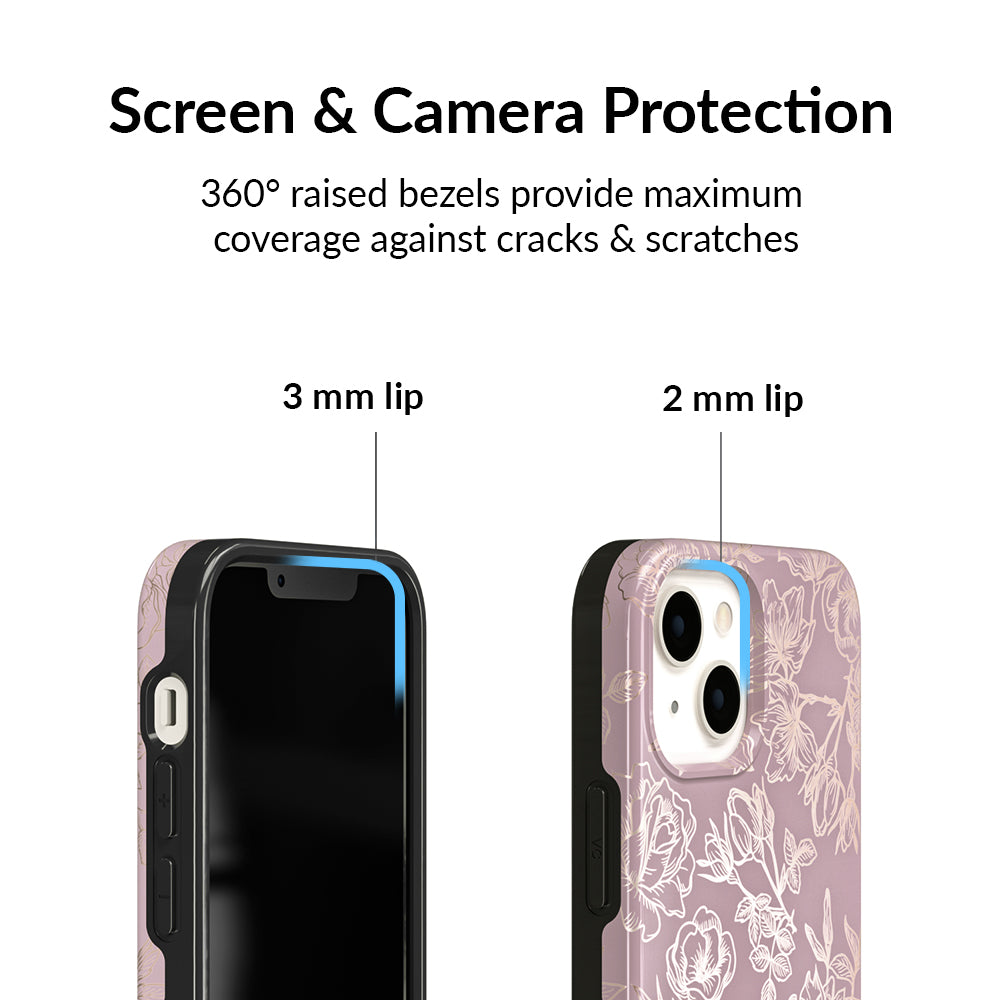 Dusty Rose Chrome Floral iPhone Case