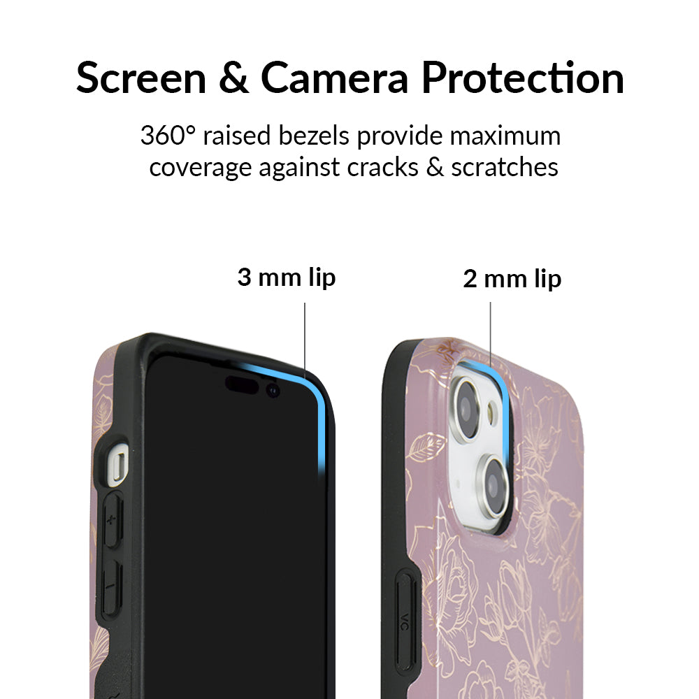 Dusty Rose Chrome Floral iPhone Case