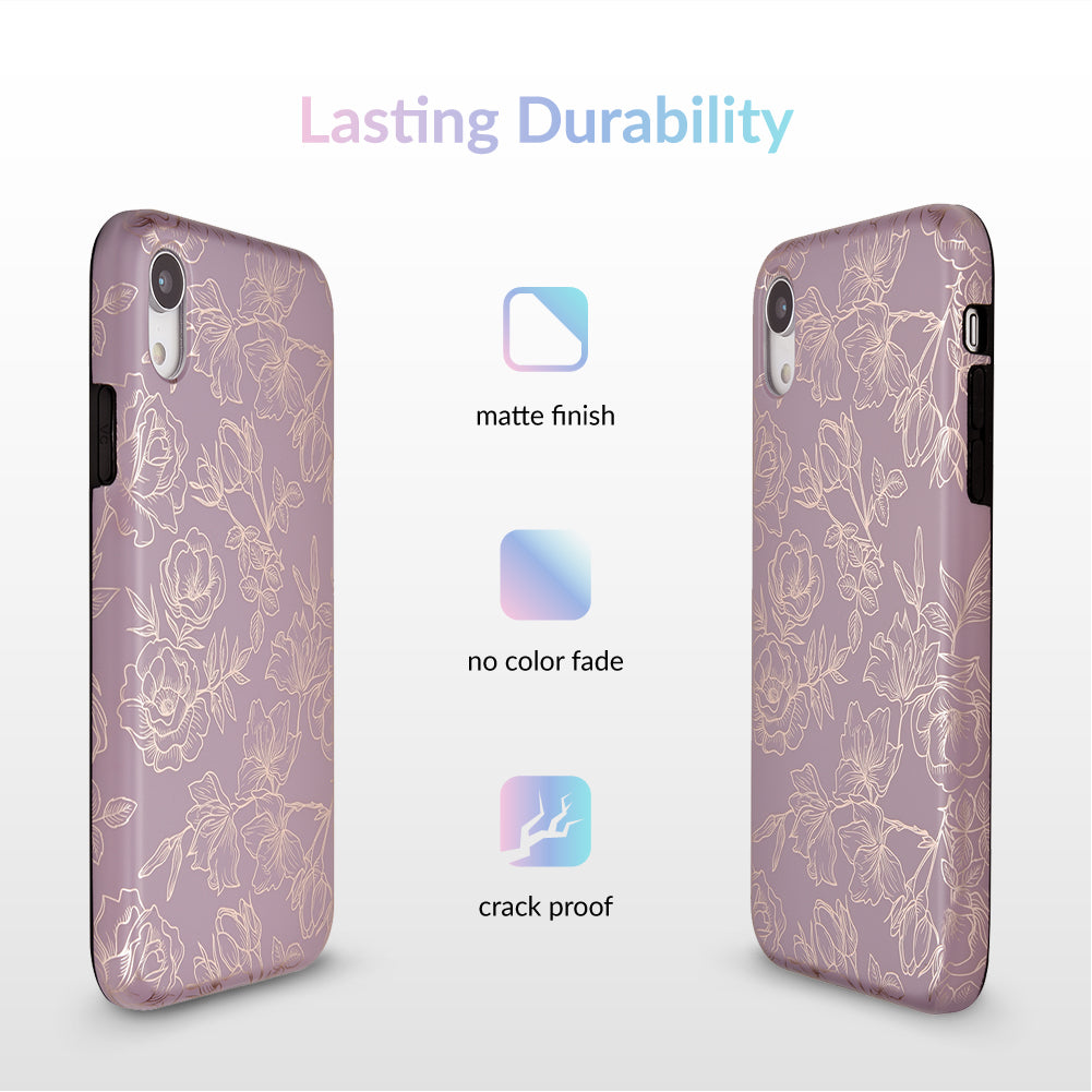 Dusty Rose Chrome Floral iPhone Case