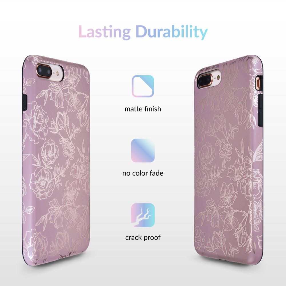 Dusty Rose Chrome Floral iPhone Case