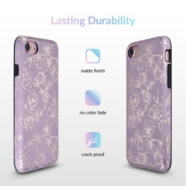 Dusty Rose Chrome Floral iPhone Case