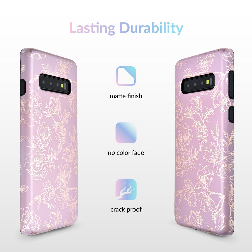 Dusty Rose Chrome Floral Samsung Galaxy Case