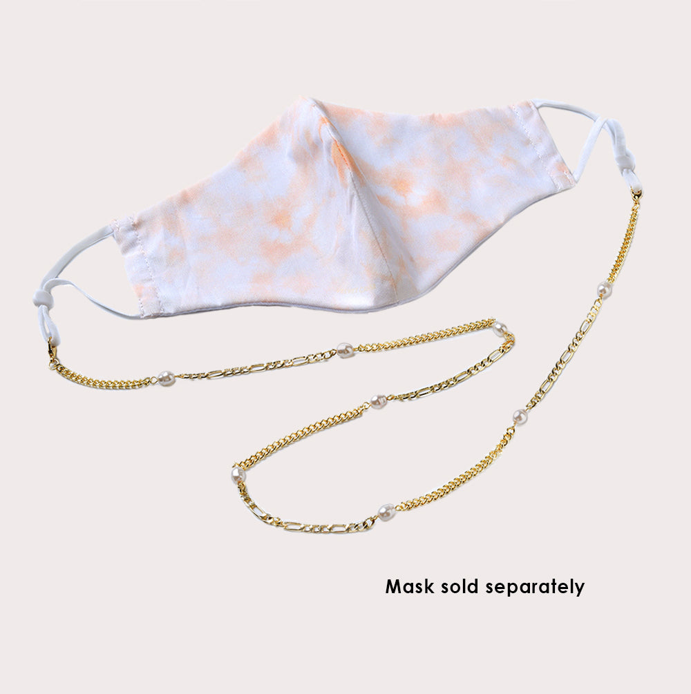 Mask Chain Necklace - 5mm Mixed Pearl in Gold