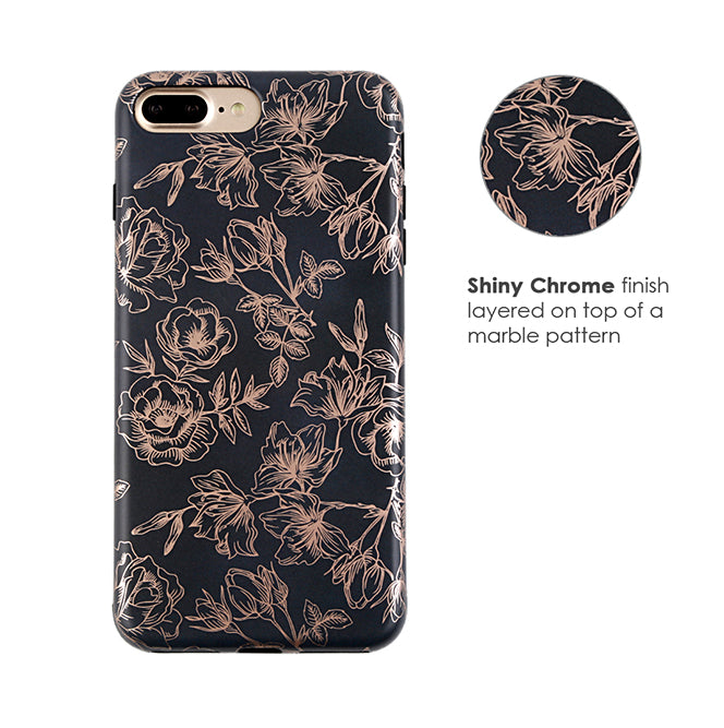 Floral Rose Gold Chrome iPhone Case