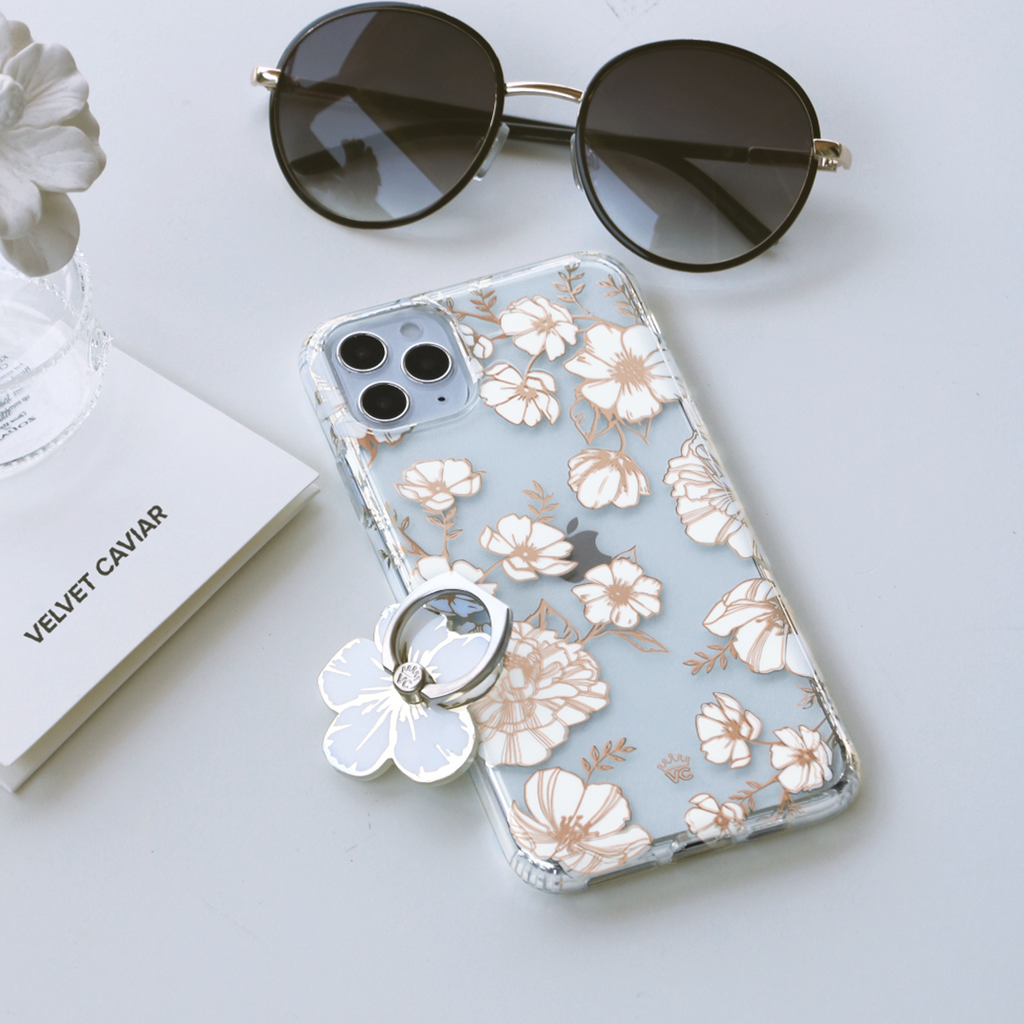 White and Gold Floral Clear iPhone Case