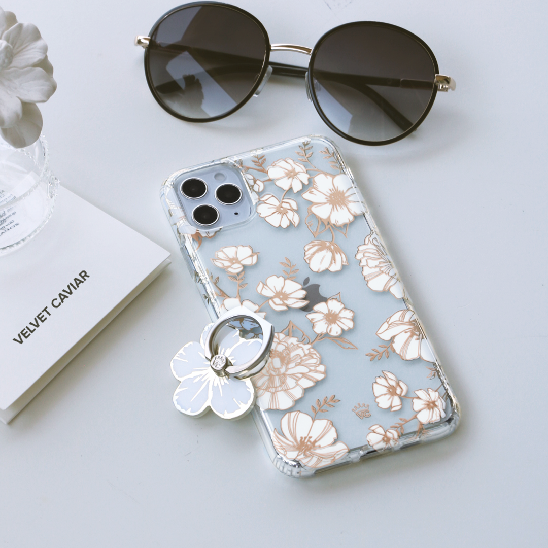 White and Gold Floral Clear iPhone Case