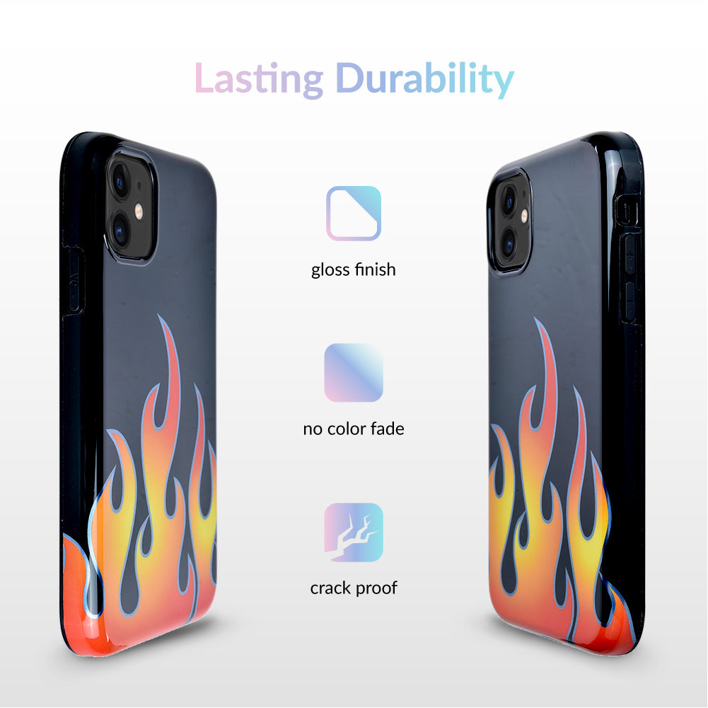 Blue Chrome Flames iPhone Case