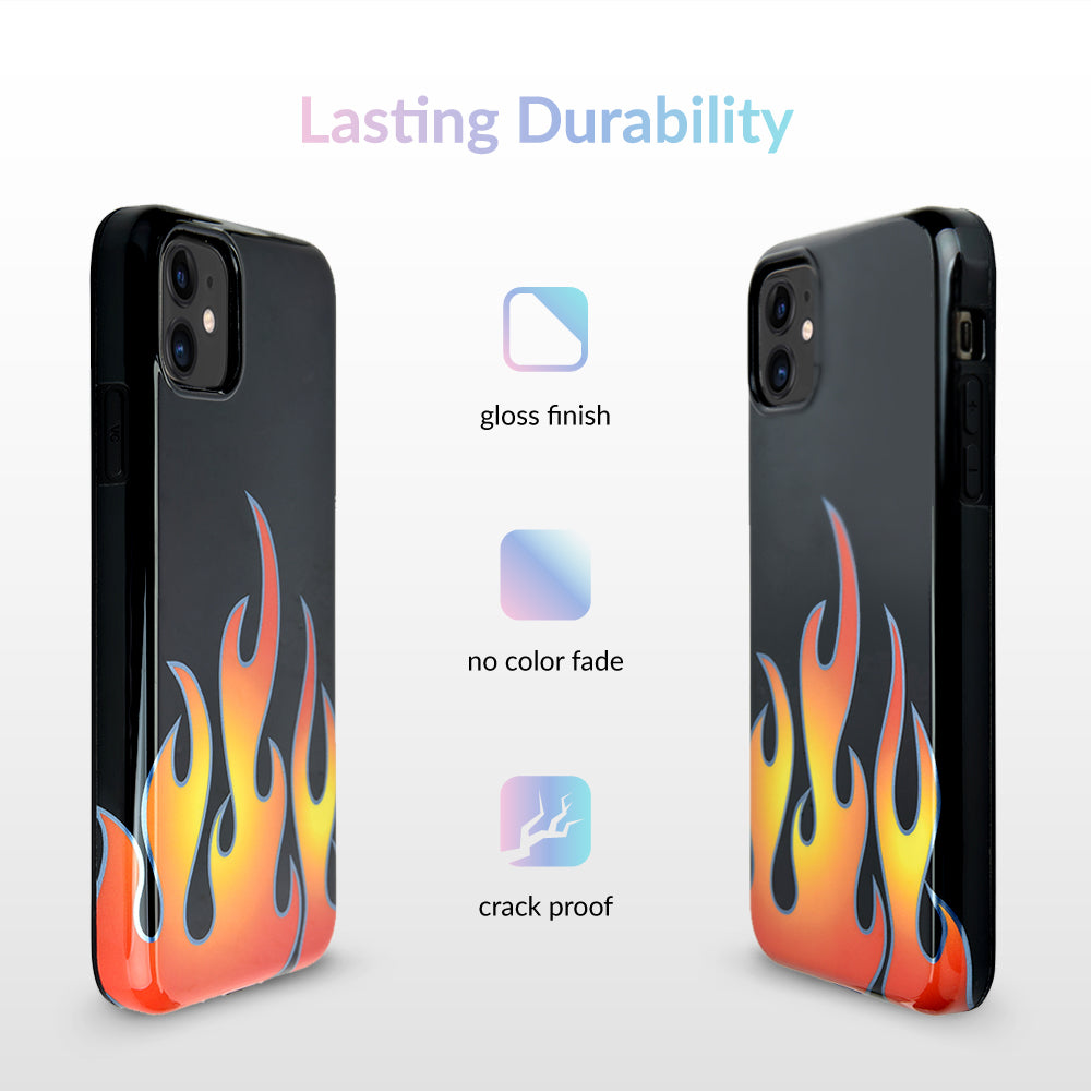 Blue Chrome Flames iPhone Case