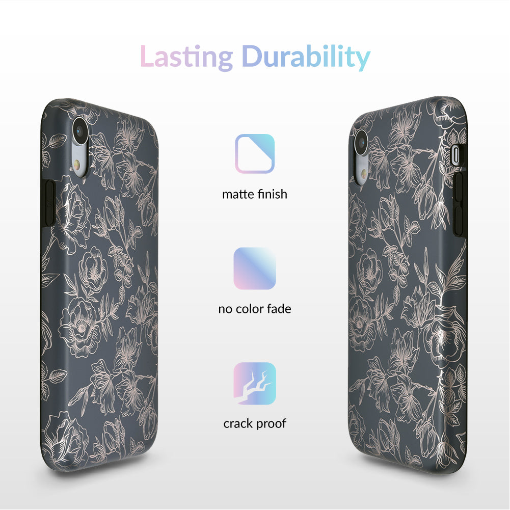 Floral Rose Gold Chrome iPhone Case