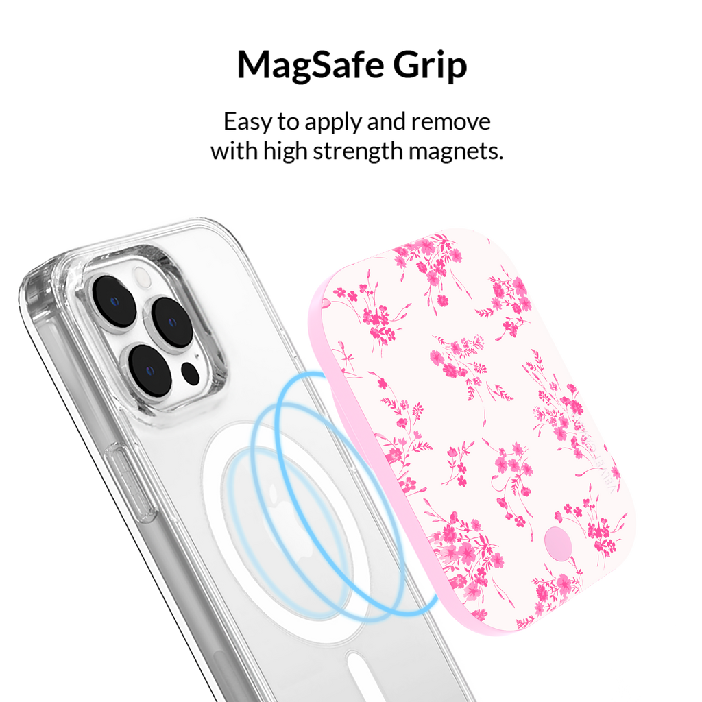 French Rose Floral Portable MagSafe Charger Power Pack