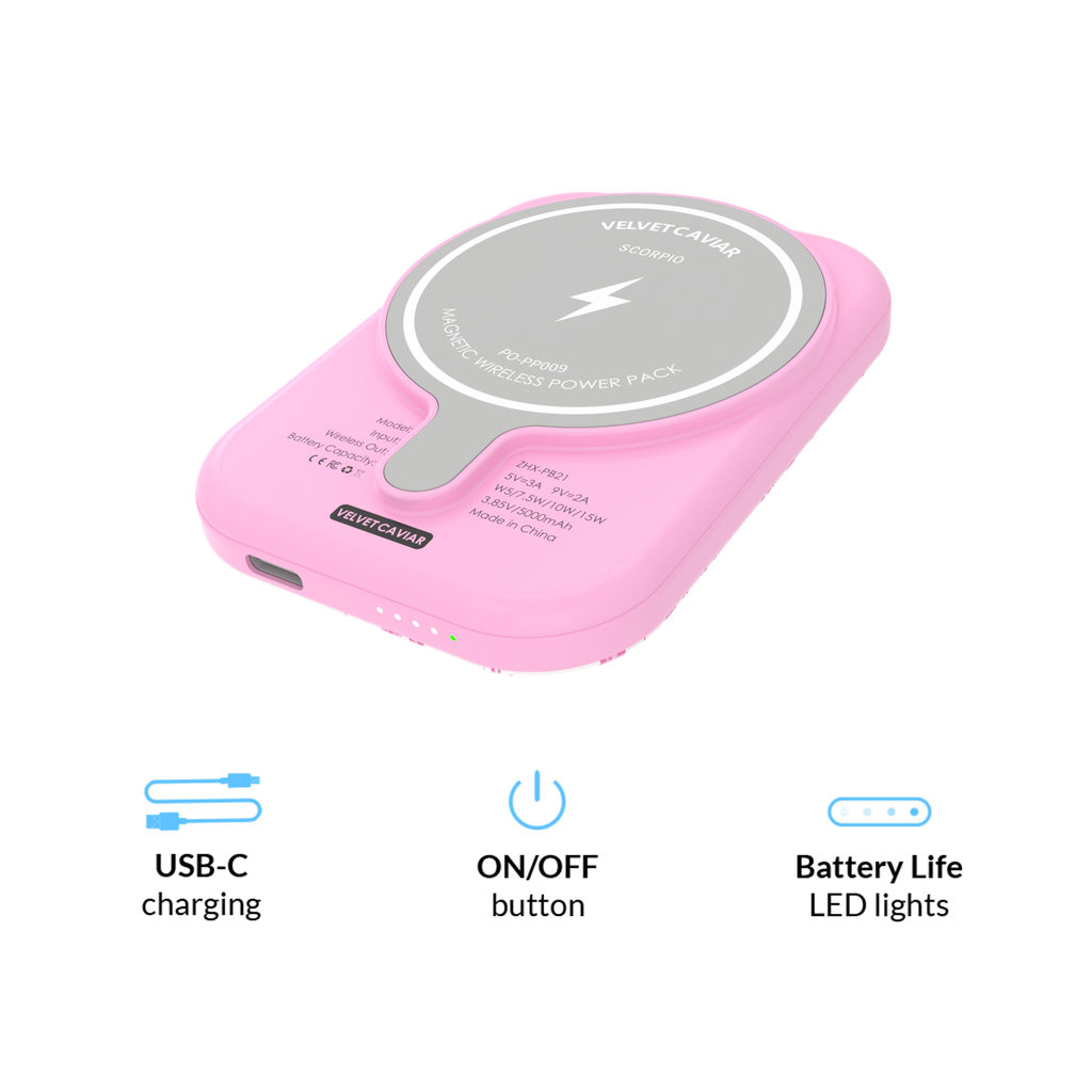 French Rose Floral Portable MagSafe Charger Power Pack
