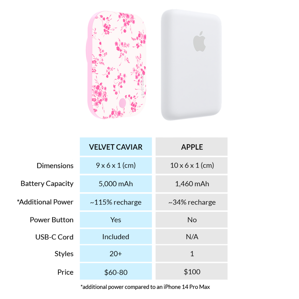 French Rose Floral Portable MagSafe Charger Power Pack