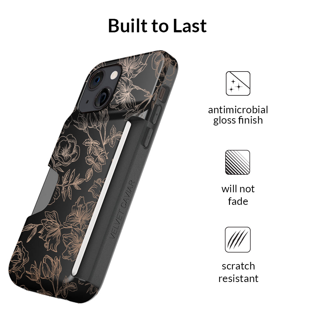Floral Rose Gold iPhone Wallet Case