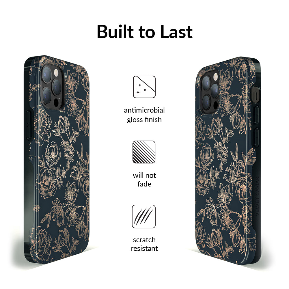 Floral Rose Gold Chrome iPhone Case