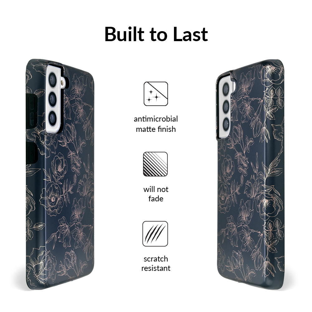 Floral Rose Gold Chrome Samsung Galaxy Case