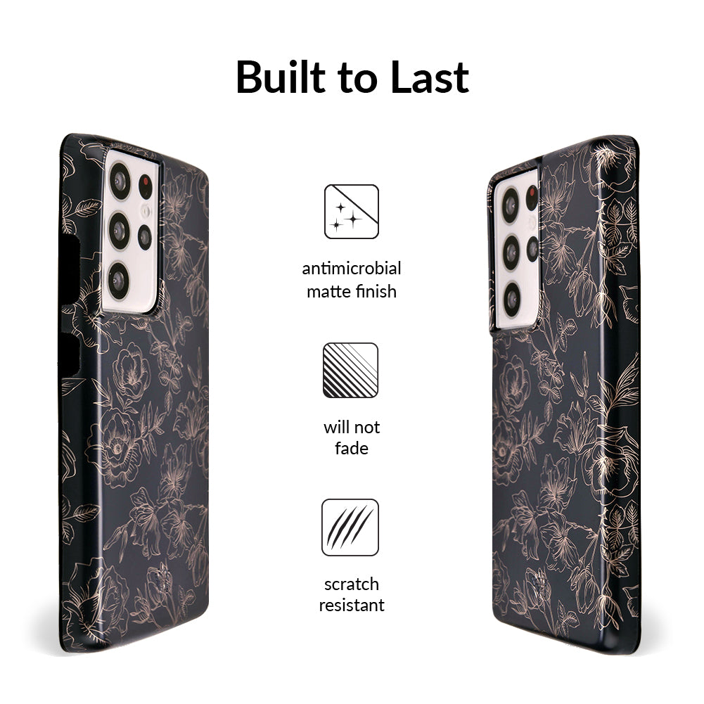 Floral Rose Gold Chrome Samsung Galaxy Case