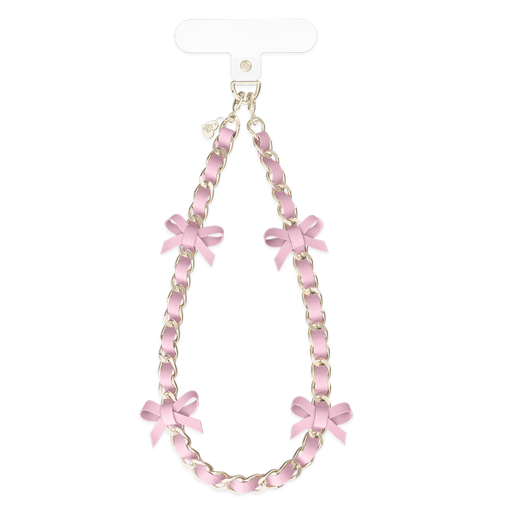 Pink Bow Leather Chain Phone Charm