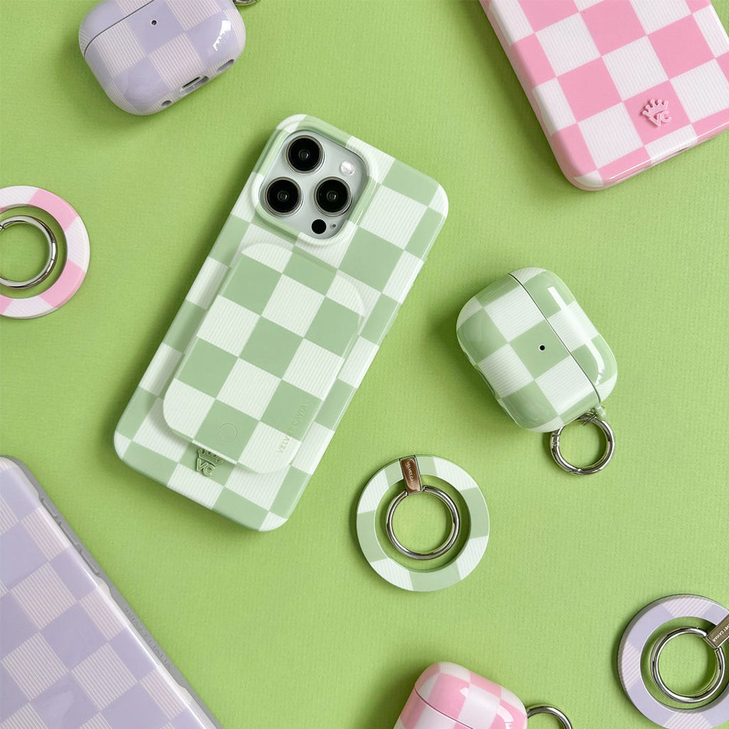 Pistachio Vibe Checkered Portable MagSafe Charger Power Pack