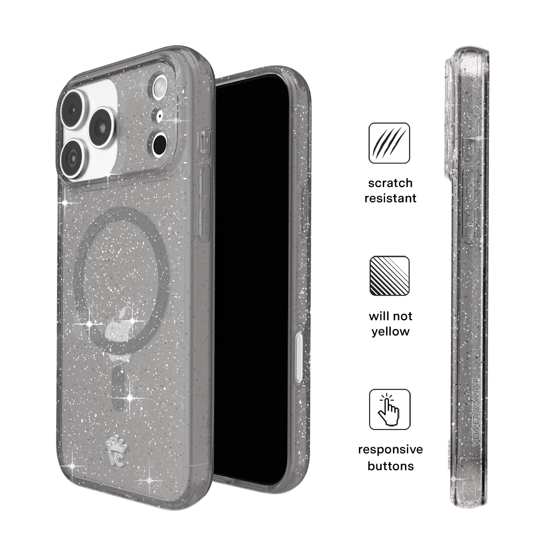 Grey Stardust Glitter iPhone Case