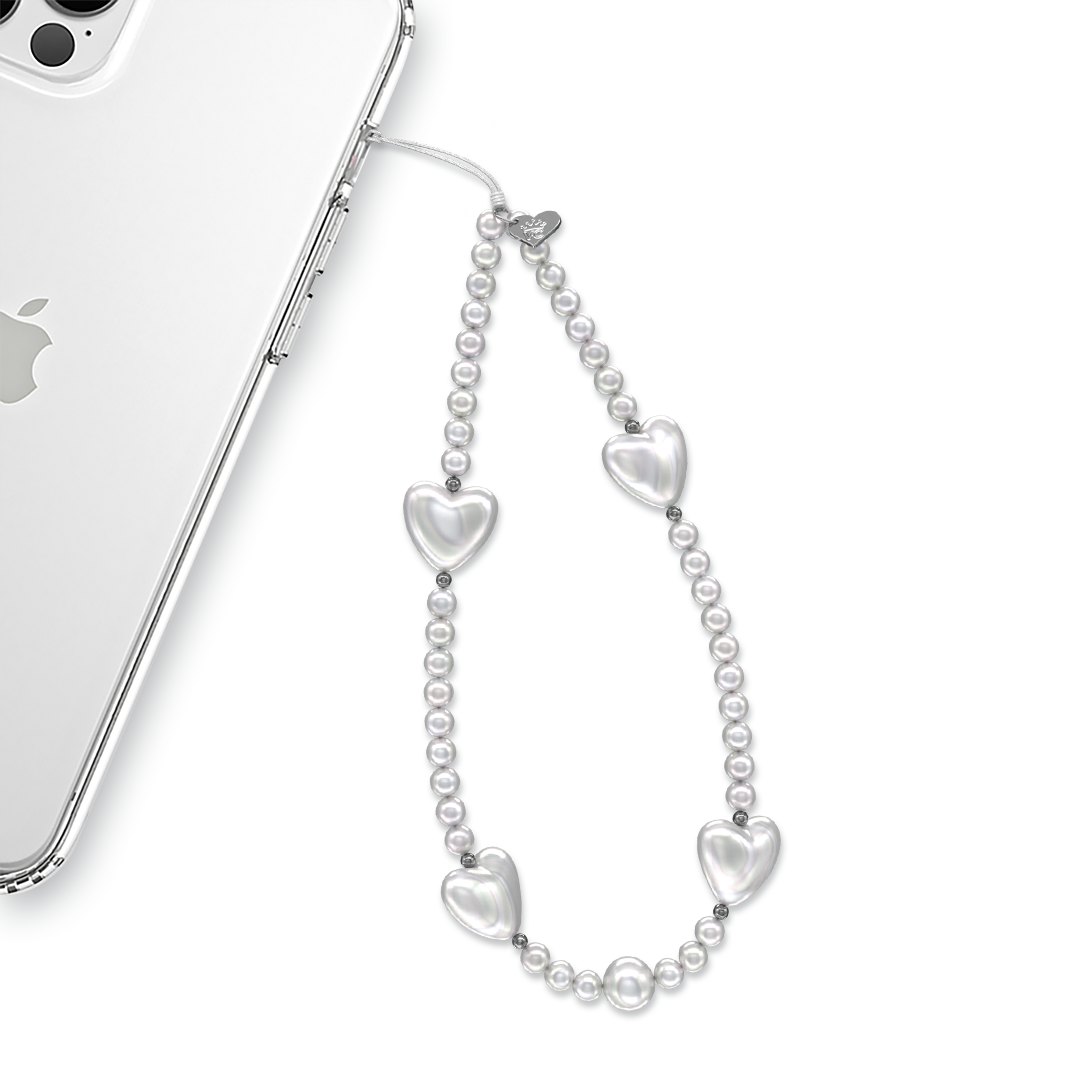 Vintage Pearl Heart Phone Charm
