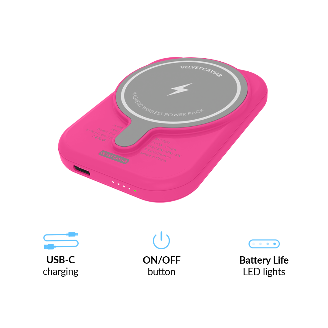 Even Hotter Pink Leopard Portable MagSafe Charger Power Pack