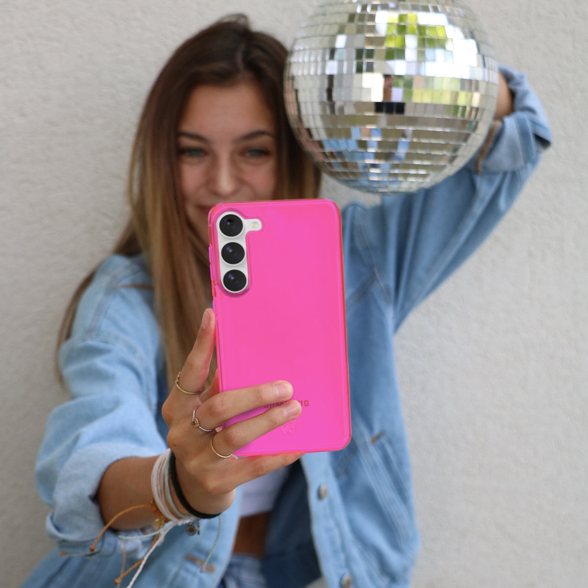 Neon Pink Clear Samsung Case