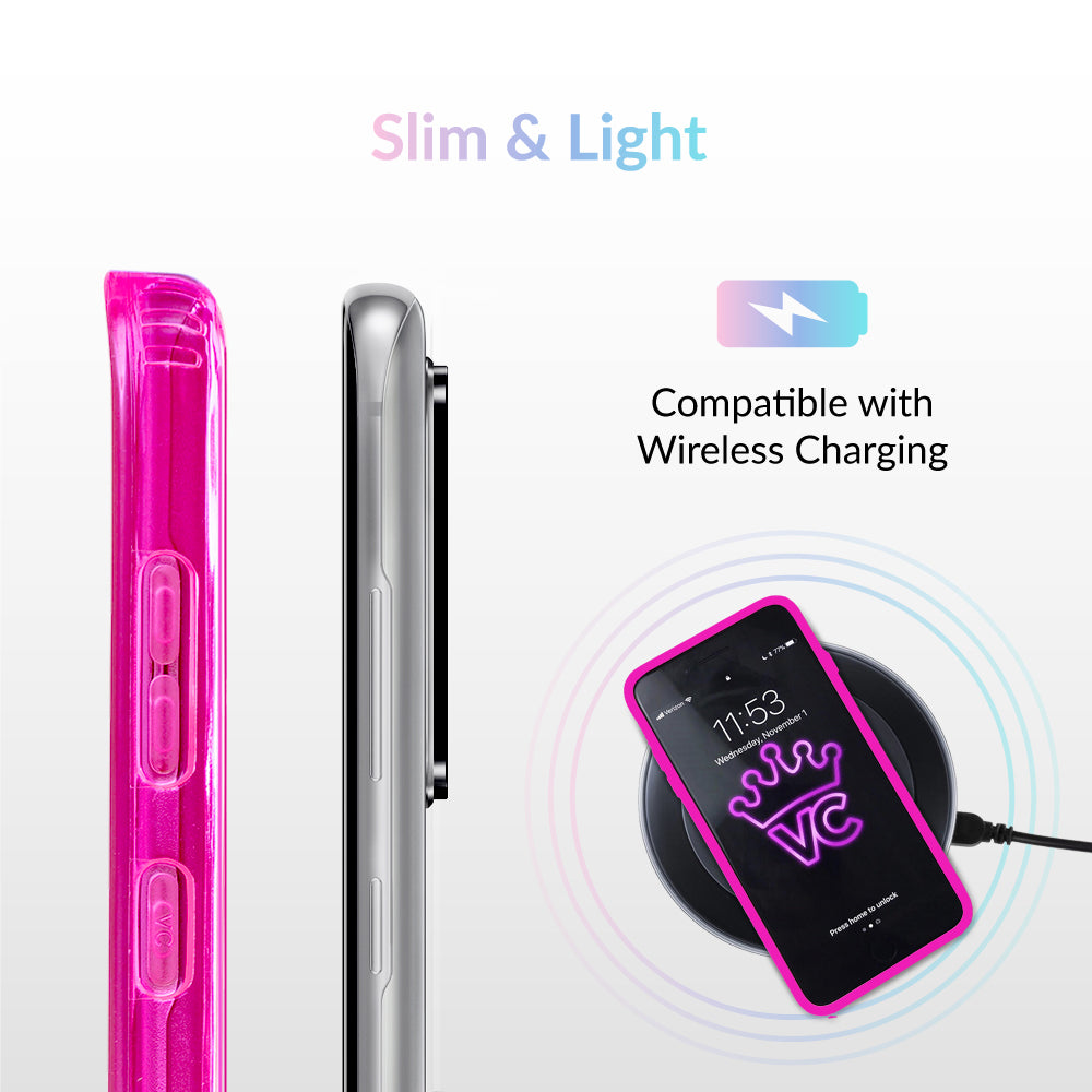 Neon Pink Clear Samsung Case