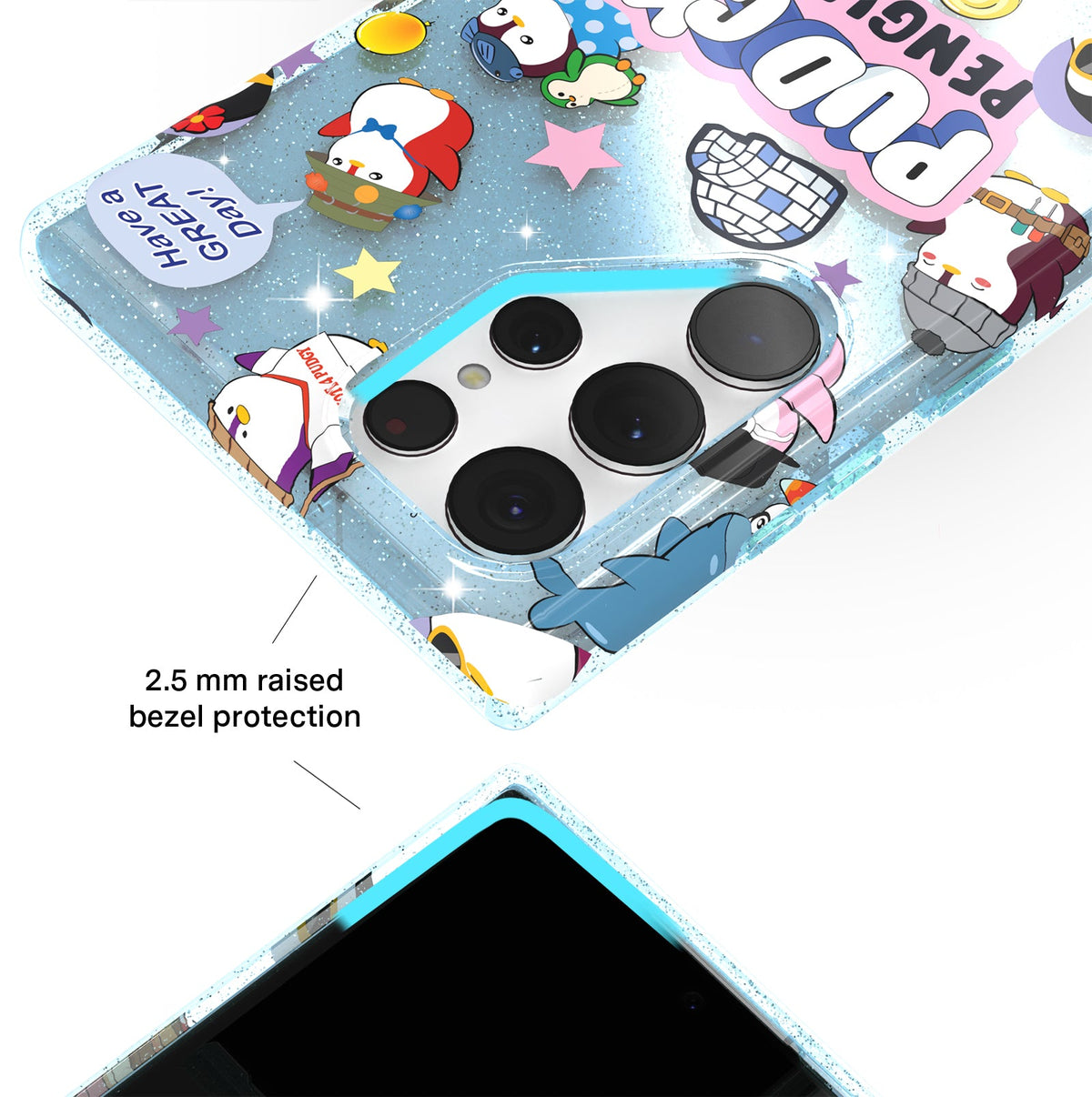 Pudgy Penguins Iceberg Glitter Samsung Case