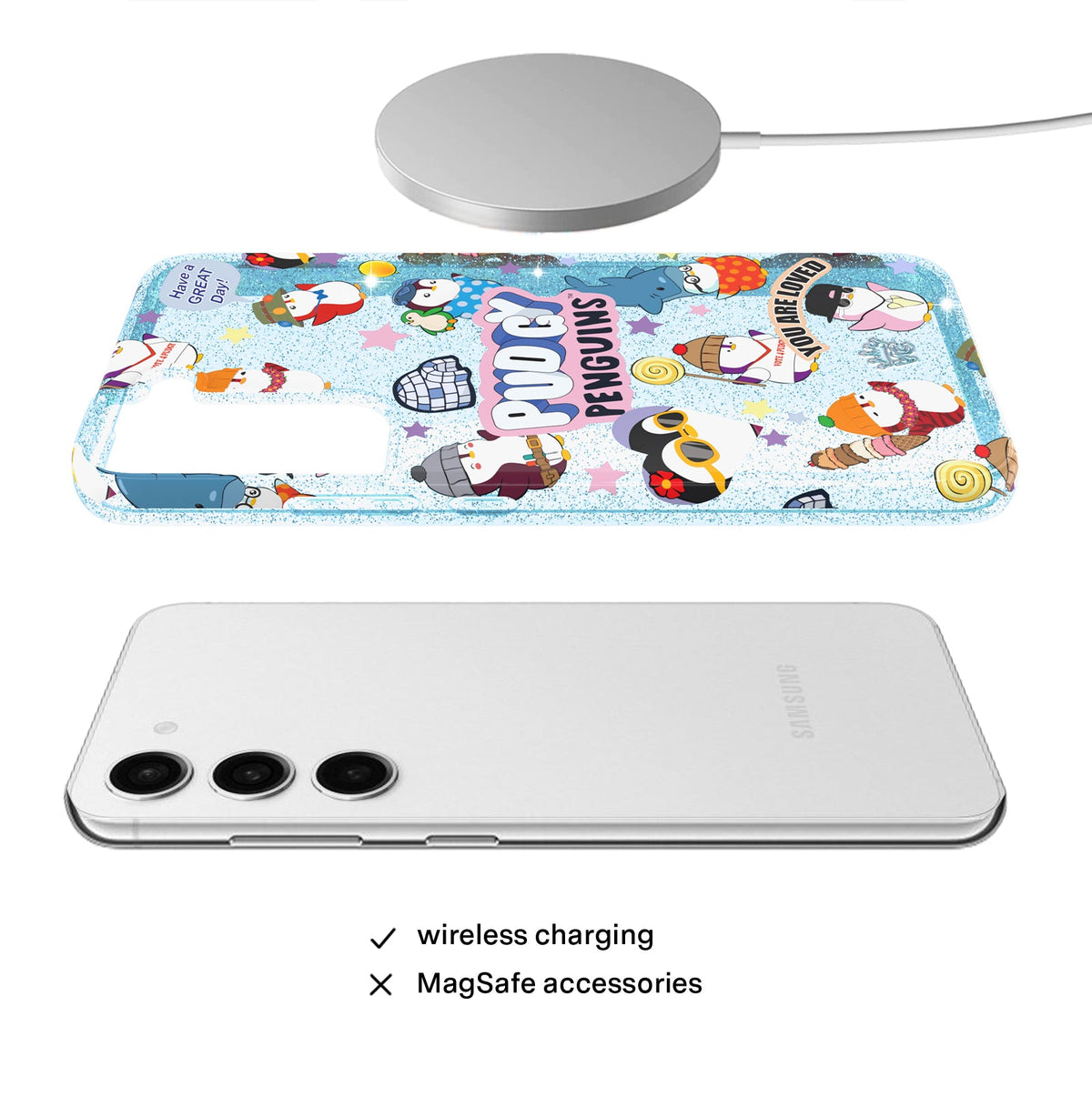 Pudgy Penguins Iceberg Glitter Samsung Case