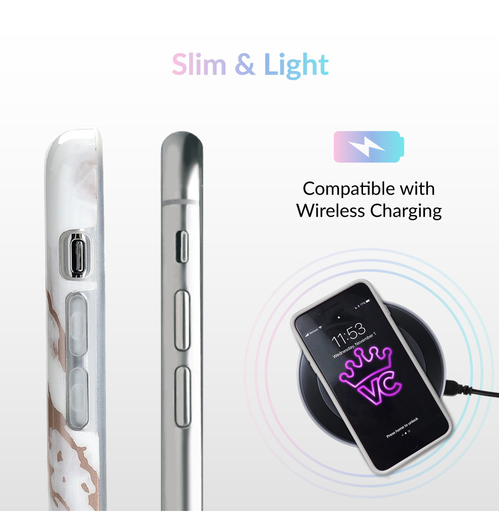 White Marble Rose Gold Chrome 2.0 iPhone Case