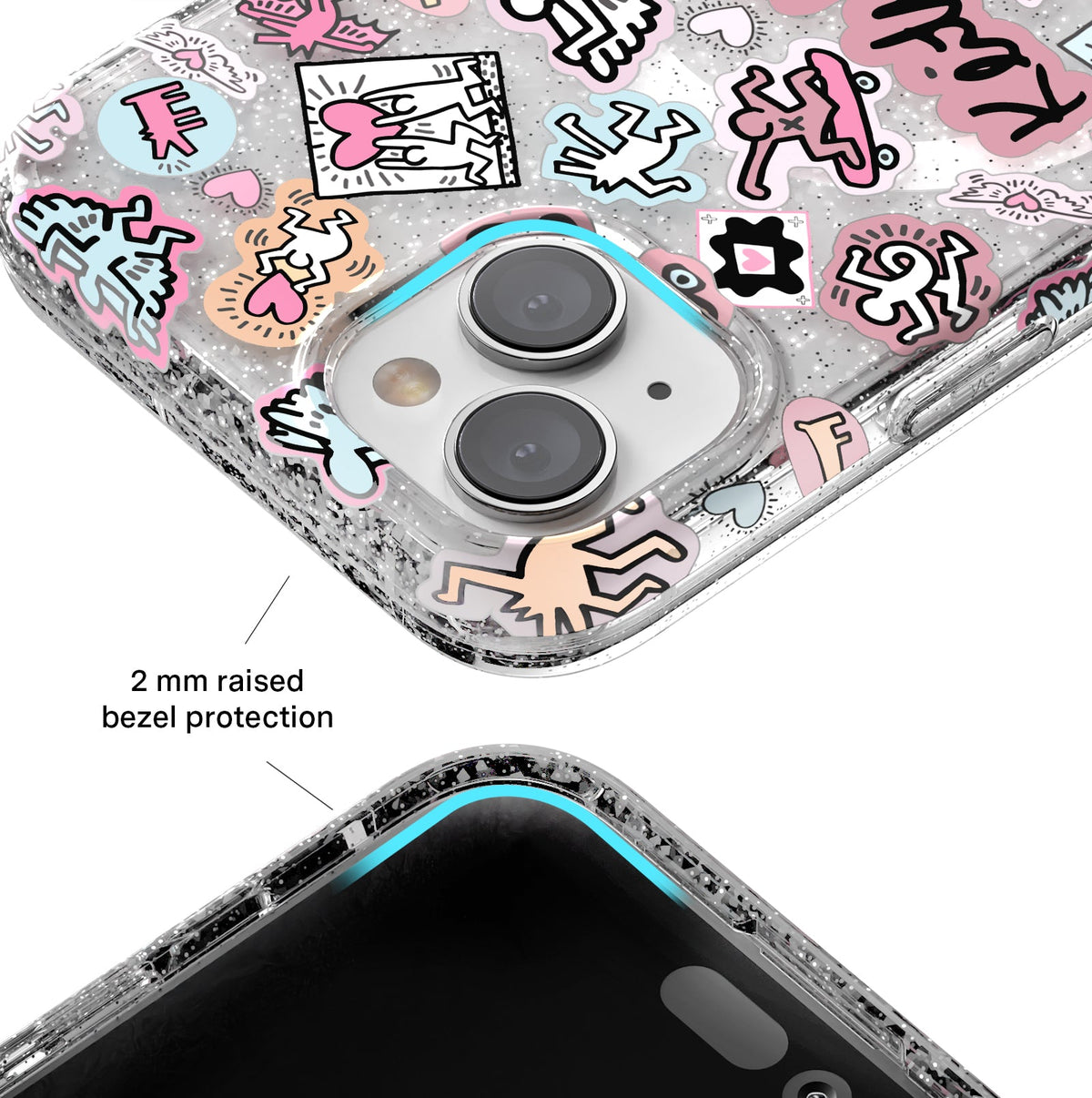 Keith Haring Pastel Glitter iPhone Case