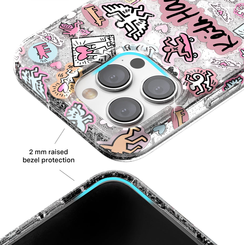 Keith Haring Pastel Glitter iPhone Case