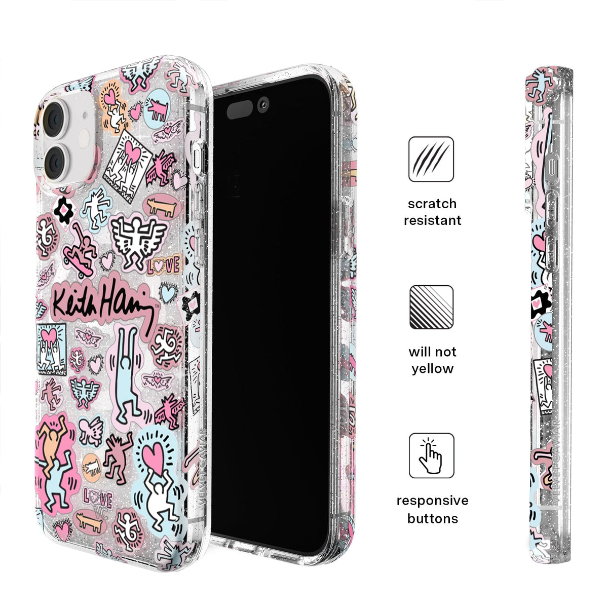 Keith Haring Pastel Glitter iPhone Case