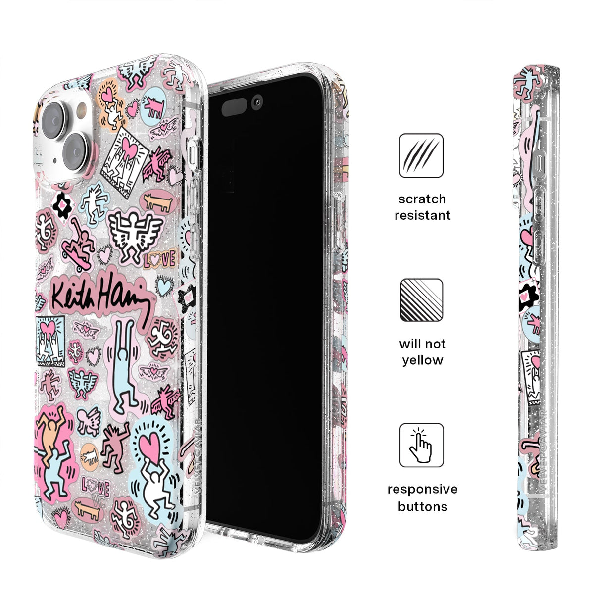 Keith Haring Pastel Glitter iPhone Case