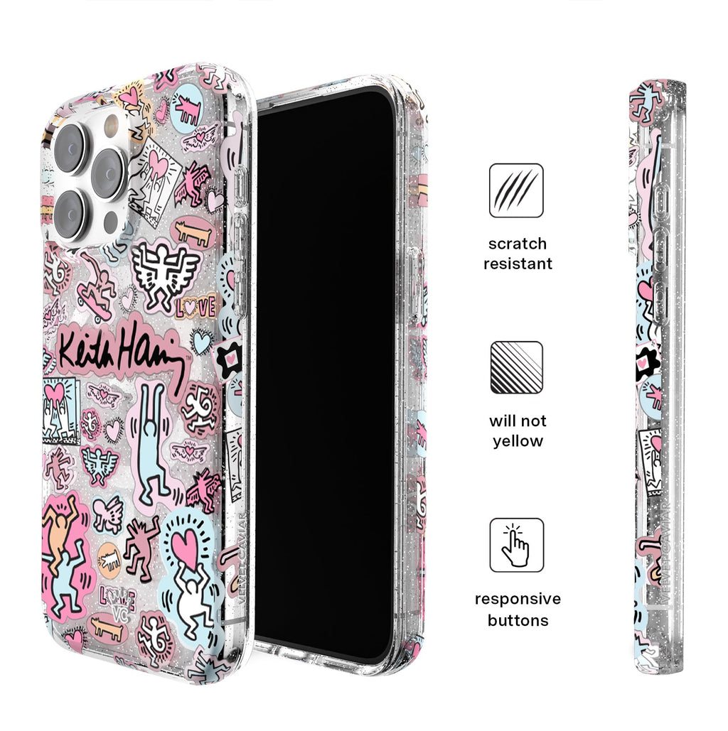 Keith Haring Pastel Glitter iPhone Case