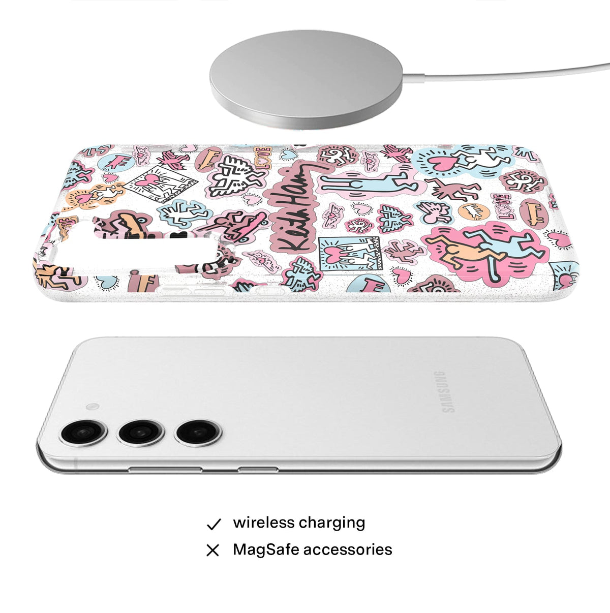 Keith Haring Pastel Glitter Samsung Case