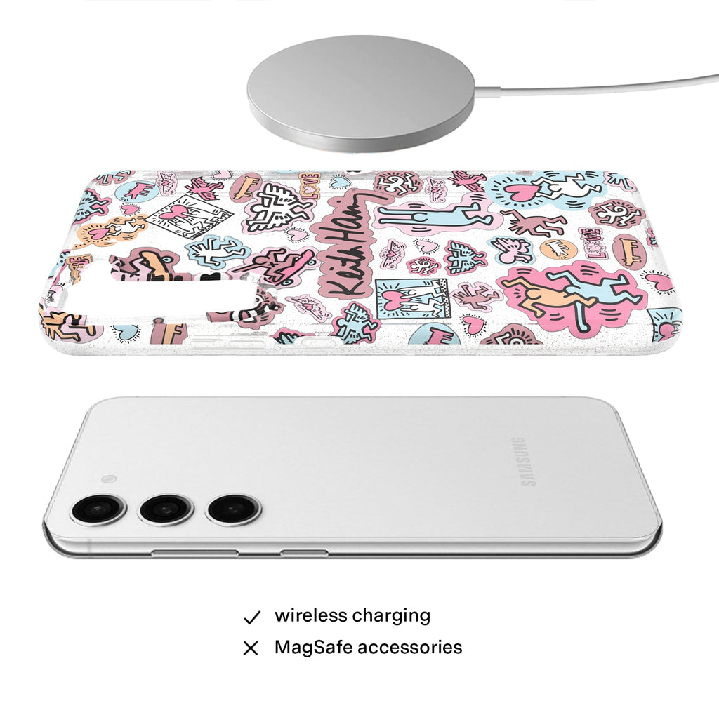 Keith Haring Pastel Glitter Samsung Case