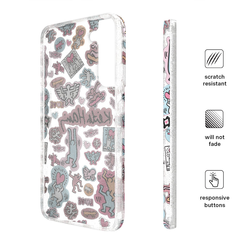 Keith Haring Pastel Glitter Samsung Case