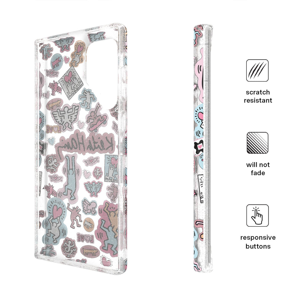 Keith Haring Pastel Glitter Samsung Case