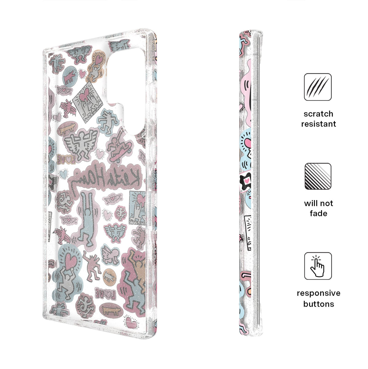 Keith Haring Pastel Glitter Samsung Case