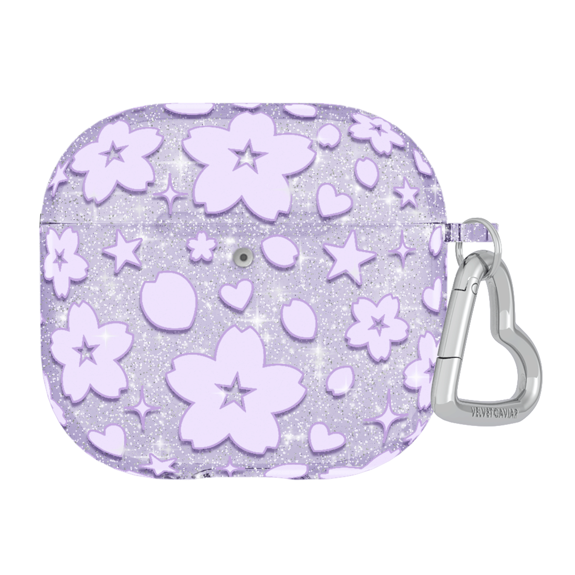 Lavender Cherry Blossom Glitter AirPod Case