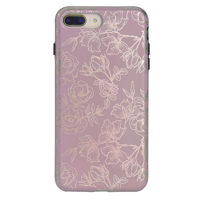 Dusty Rose Chrome Floral iPhone Case