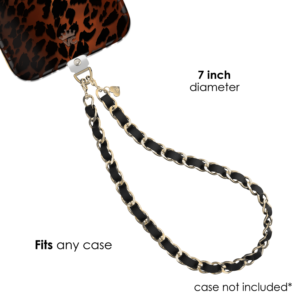 Black Leather Chain Phone Charm