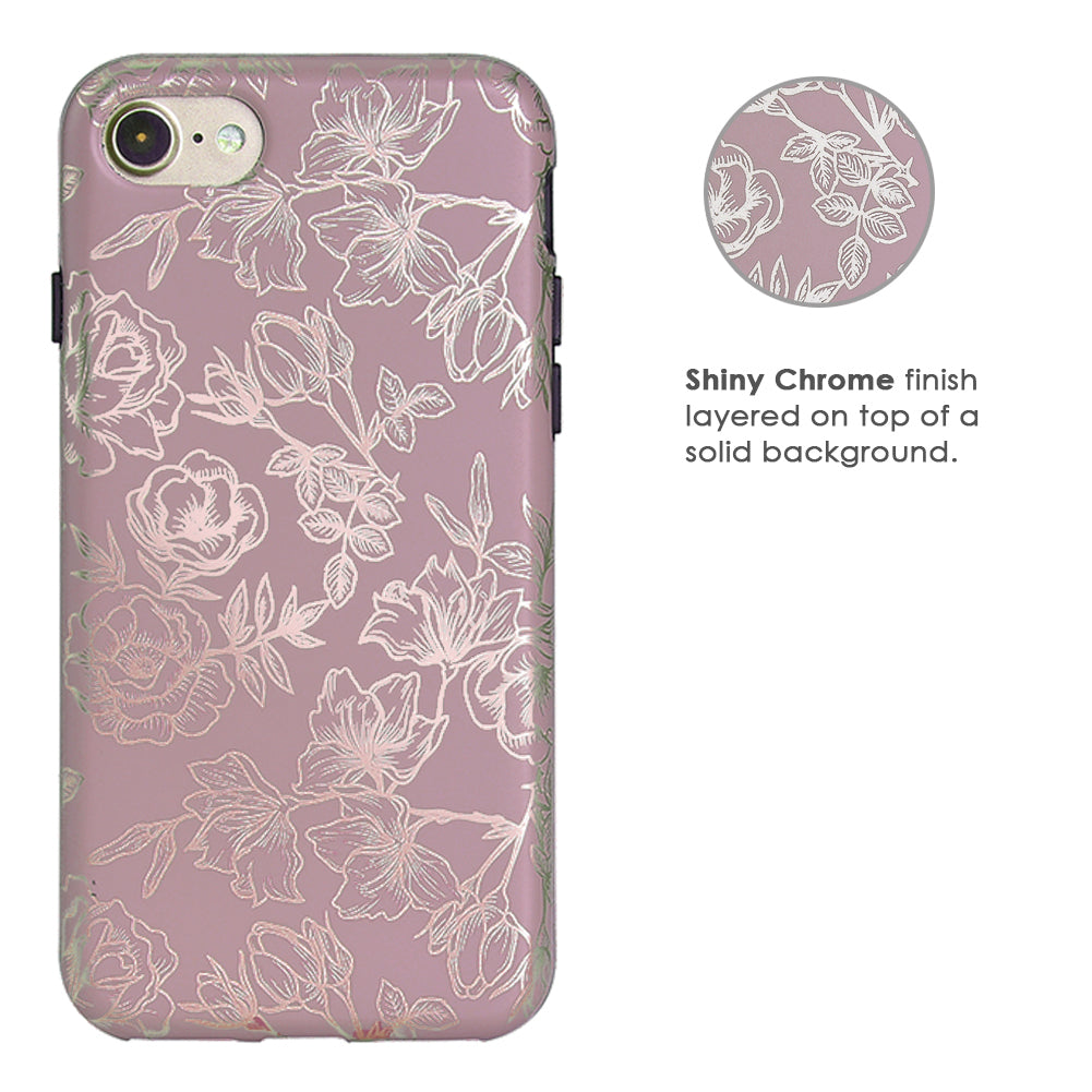 Dusty Rose Chrome Floral iPhone Case
