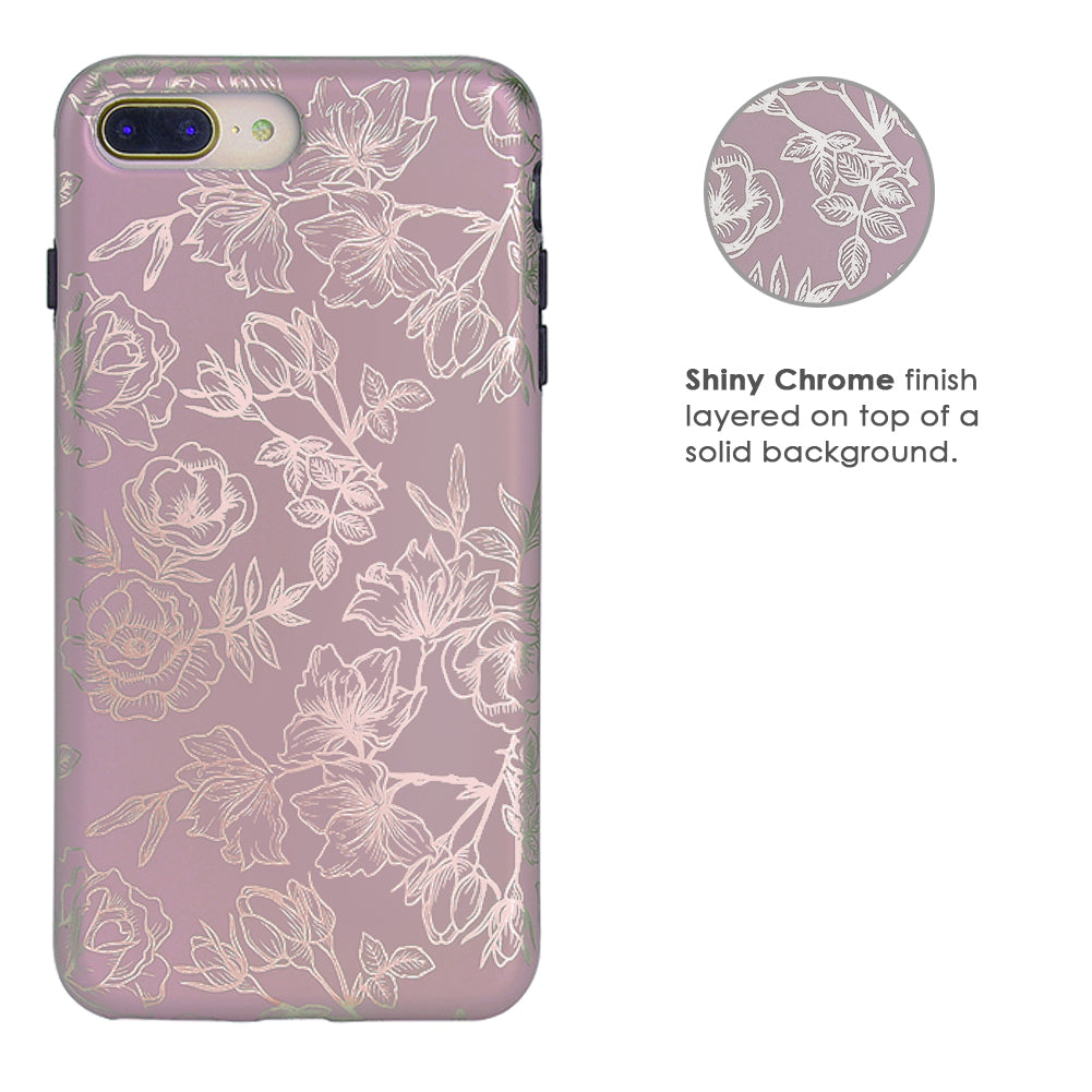 Dusty Rose Chrome Floral iPhone Case