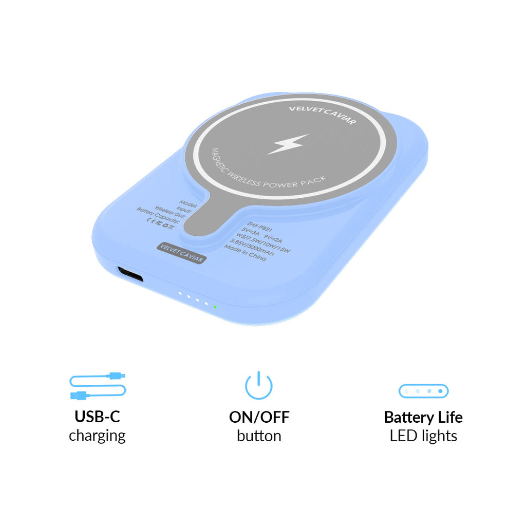 Cotton Candy Blue Portable MagSafe Charger Power Pack