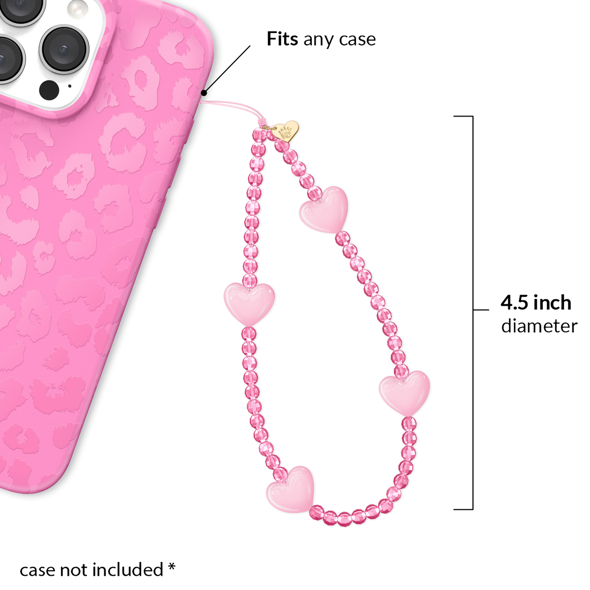 Pink Heart Phone Charm