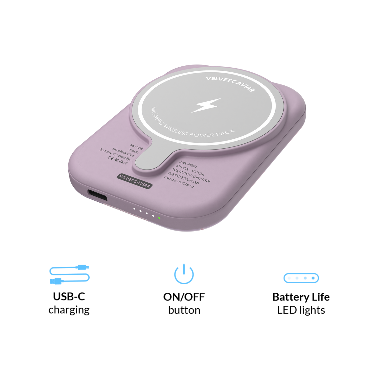 Lilac Vibe Checkered Portable MagSafe Charger Power Pack