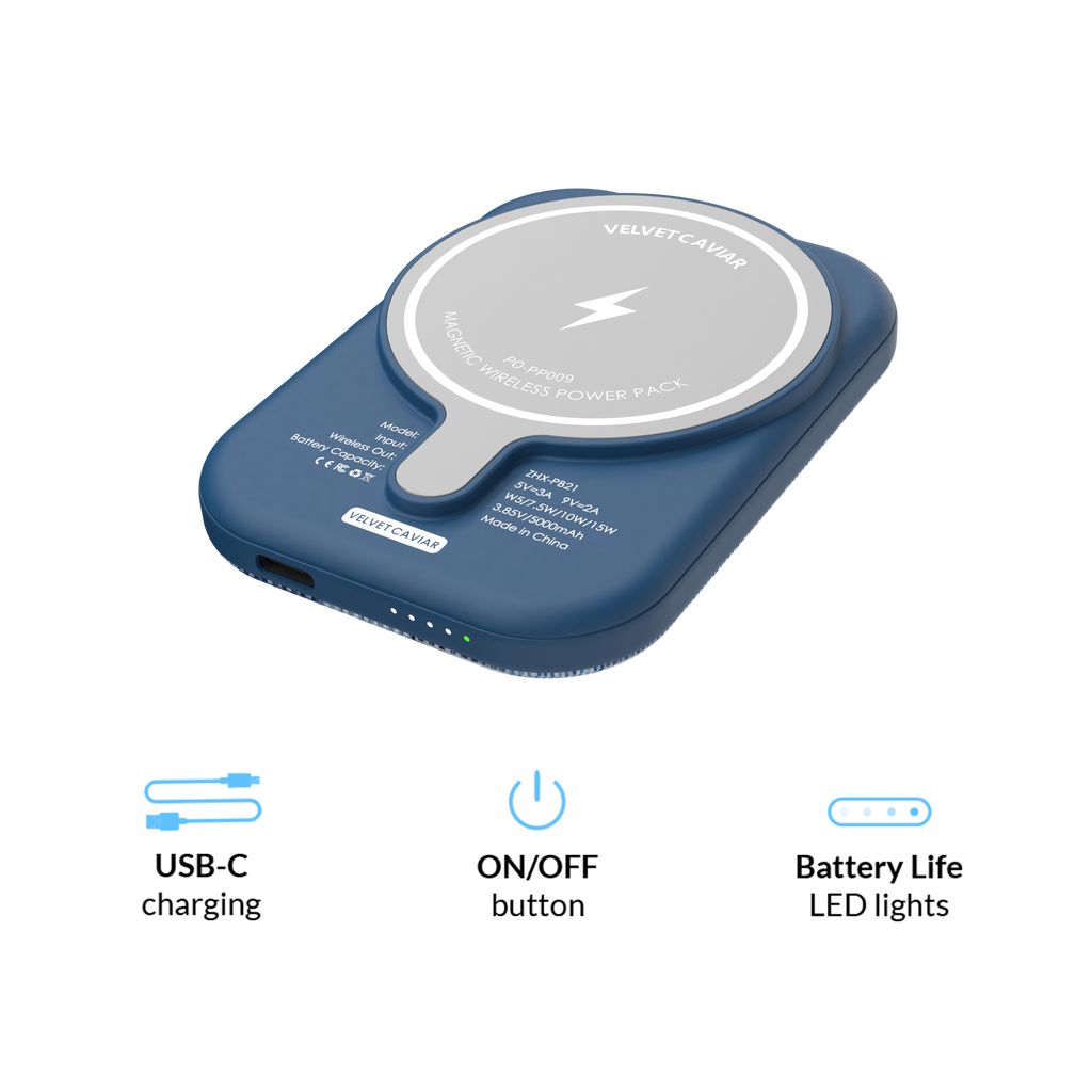 Denim Vibe Checkered Portable MagSafe Charger Power Pack
